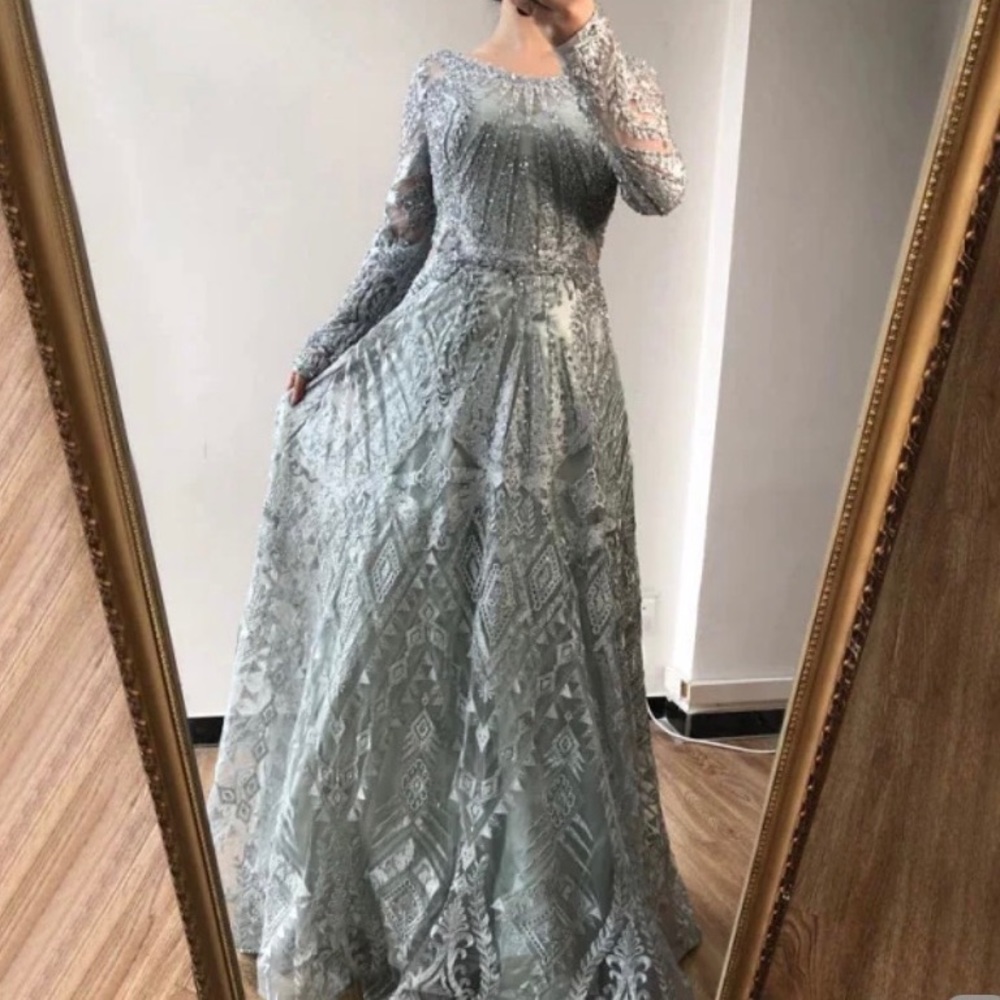 long sleeve evening gown